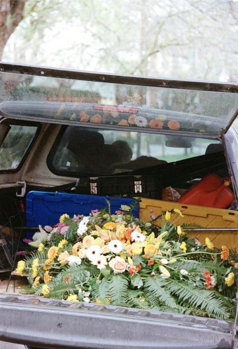 Table of wedding flowers
